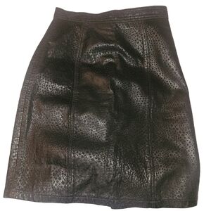 Banana Republic Vintage Animal Print Black Leather Pencil Skirt